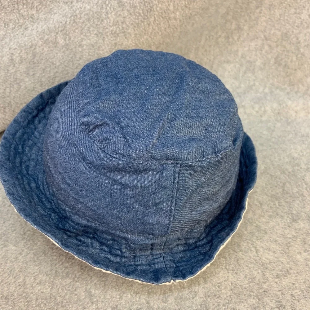 Eyelet Trim Kids Reversible Blue Denim Gap Bucket Sun Hat 5T